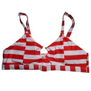 Unbranded Women's‎ Red White Stripe Keyhole Pullover Bralette Style Bikini Top S